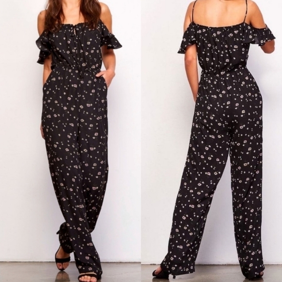 BB DAKOTA black floral jumpsuit - Picture 1 of 11